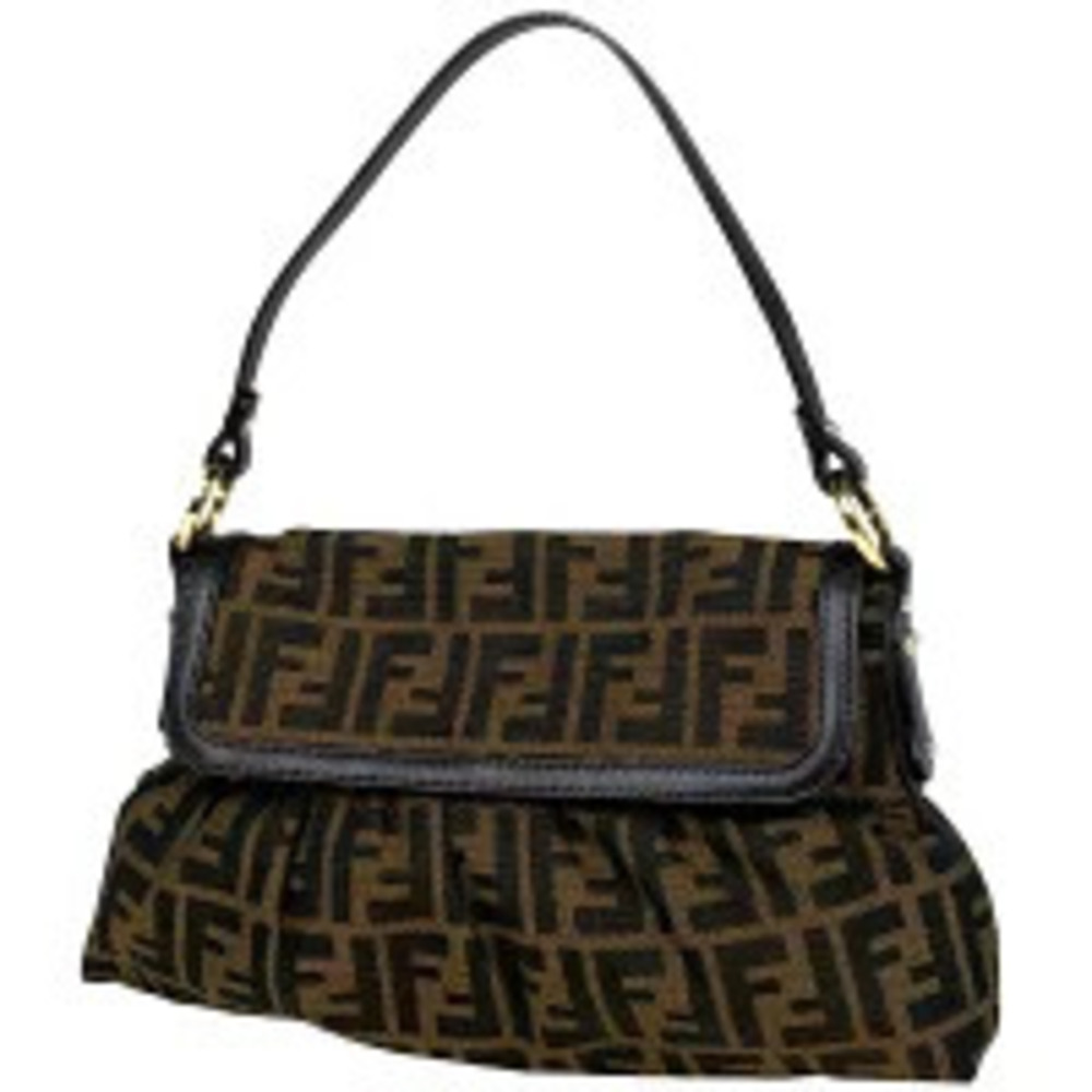 Fendi Zucca Hobo Bag Handbag Shoulder All over Canvas Brown